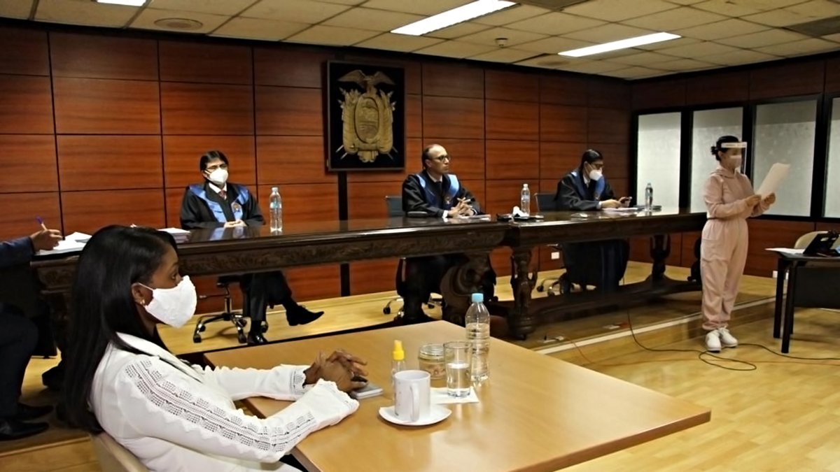 Tribunal. Javier de la Cadena, Milton Ávila y José Layedra, durante la lectura del fallo.