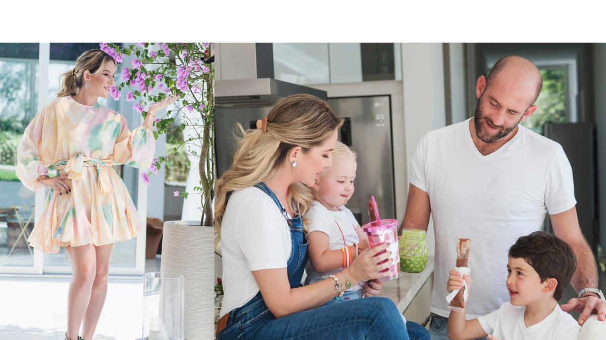 Saruka junto a su esposo Daniel y sus hijos (Bela y Noah).