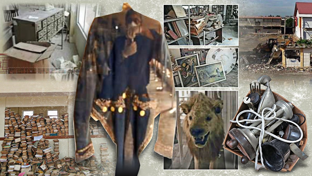 La imagen reúne fotos y publicaciones de algunos de los bienes del colegio Vicente Rocafuerte que han desaparecido en los últimos años.