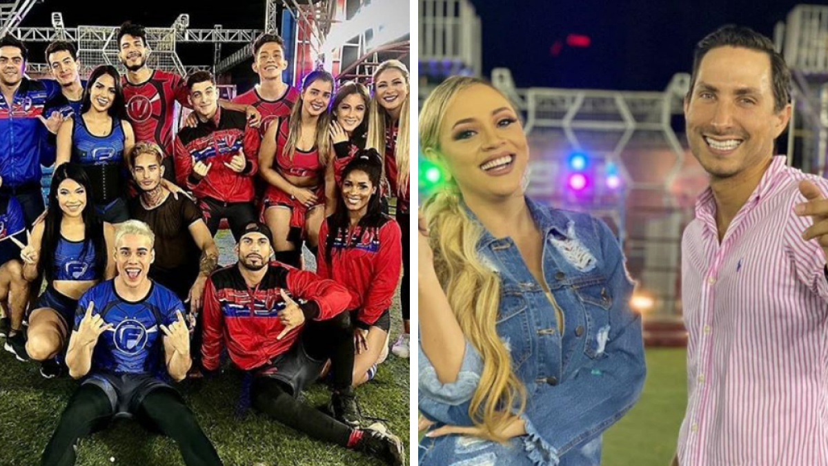 Los equipos de los Fantásticos y Vengadores junto a sus presentadores Ángela Orellana y Eduardo Andrade.