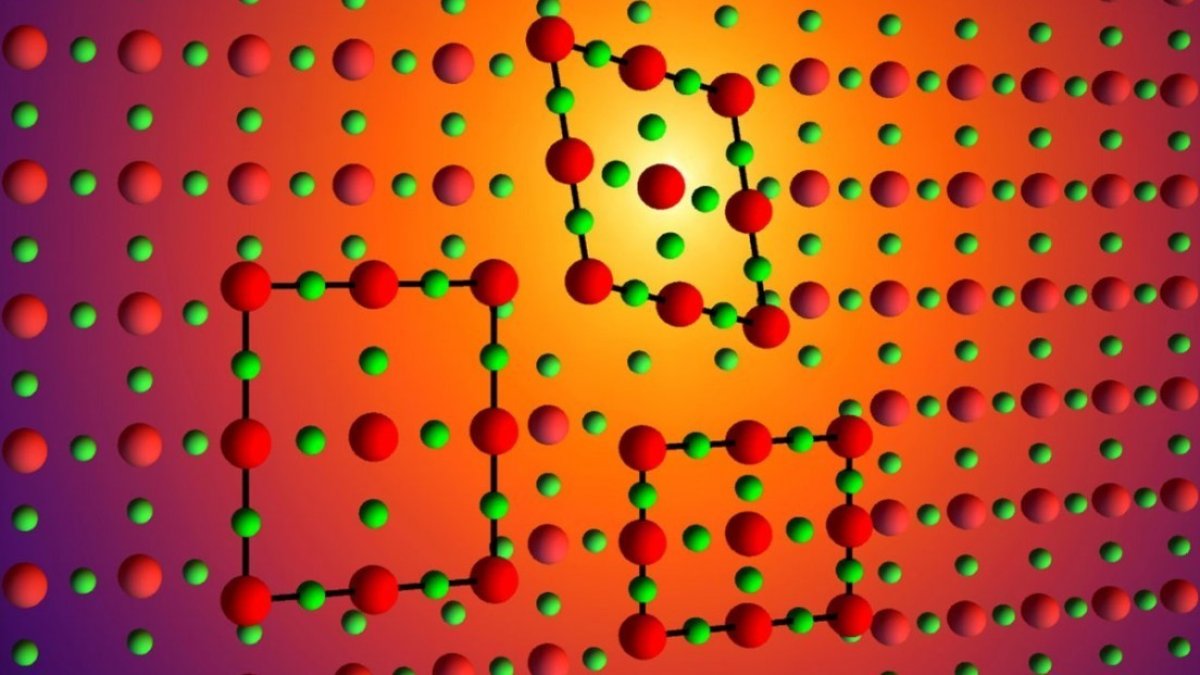 Paso de las ondas sonoras por la red cristalina del rutenato de estroncio durante una espectroscopía de ultrasonido.