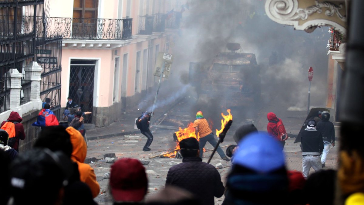 Los hechos violentos de octubre pasado dejaron destrozos en Quito.
