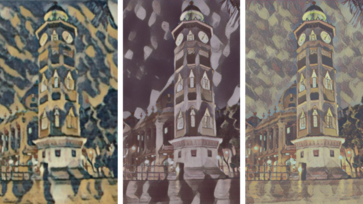 La Torre del Reloj o Torre Morisca en estilo Guayasamín.