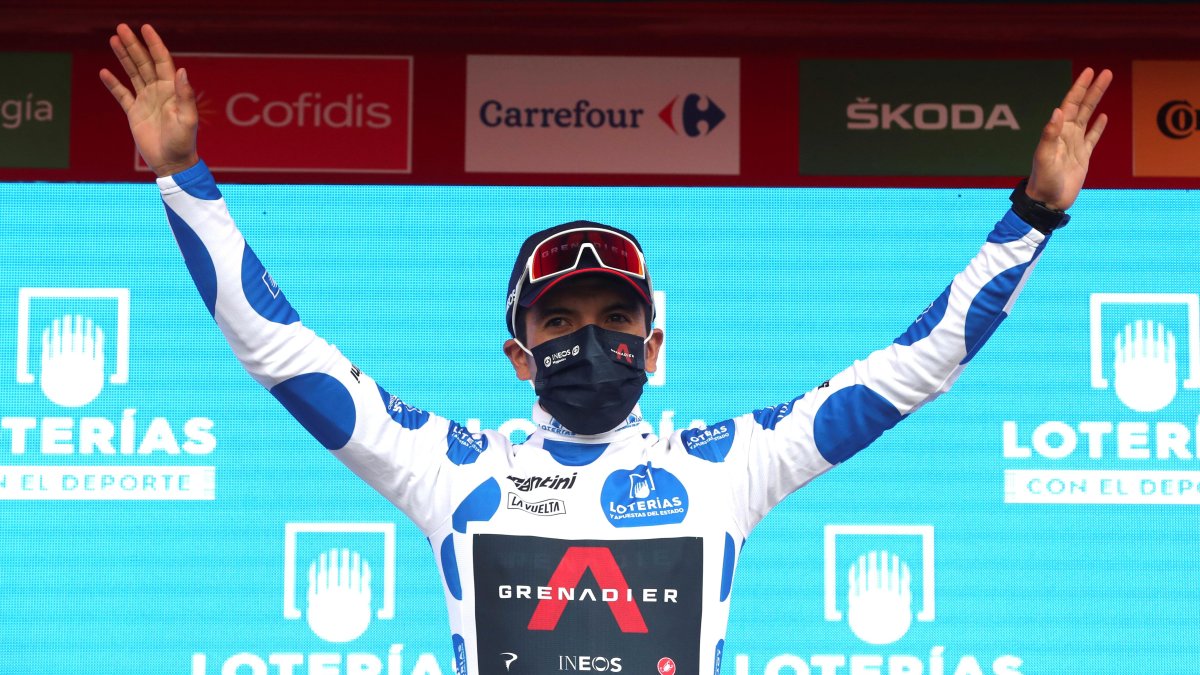 Richie con el maillot de lunares que lo decretan como líder de la montaña.