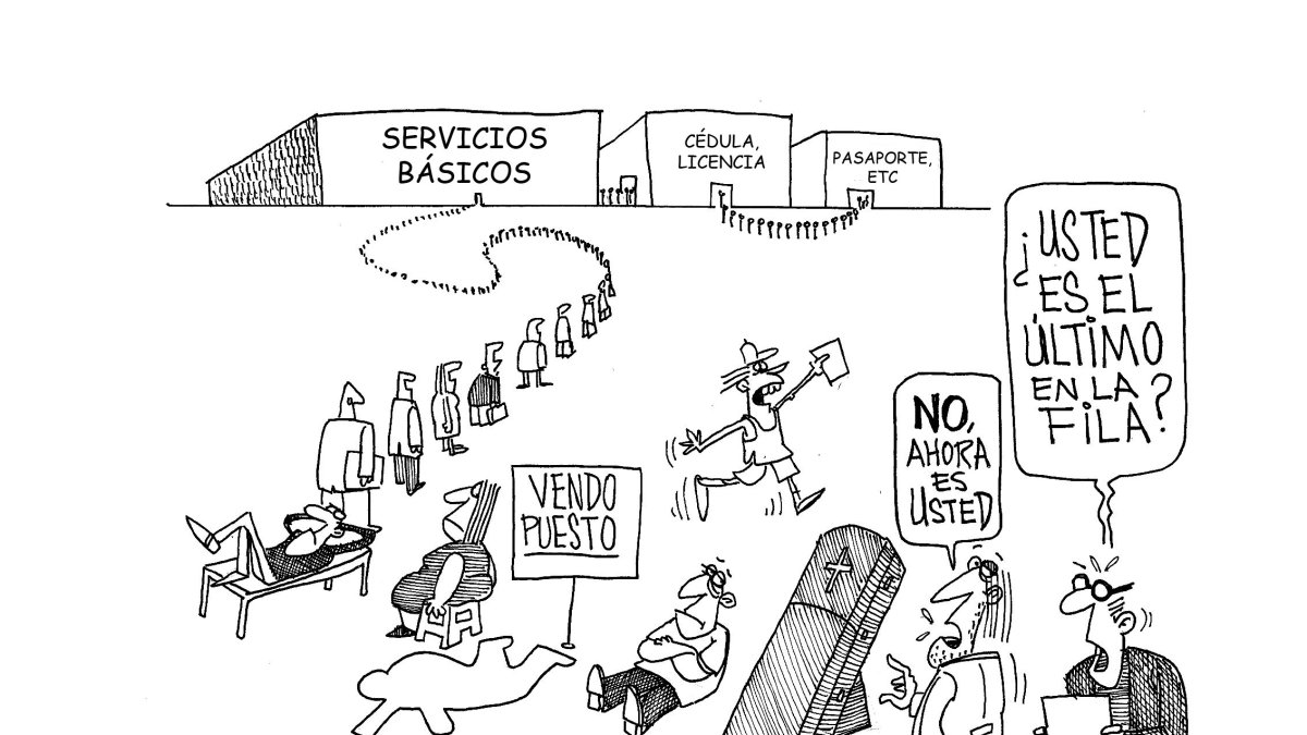 Larga filas y falta un papel, vuelva mañana.