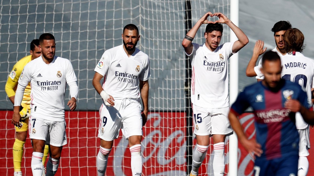 Hazard (izquierda) será el piloto del ataque blanco ante la ausencia de Benzama (segundo desde la izquierda).