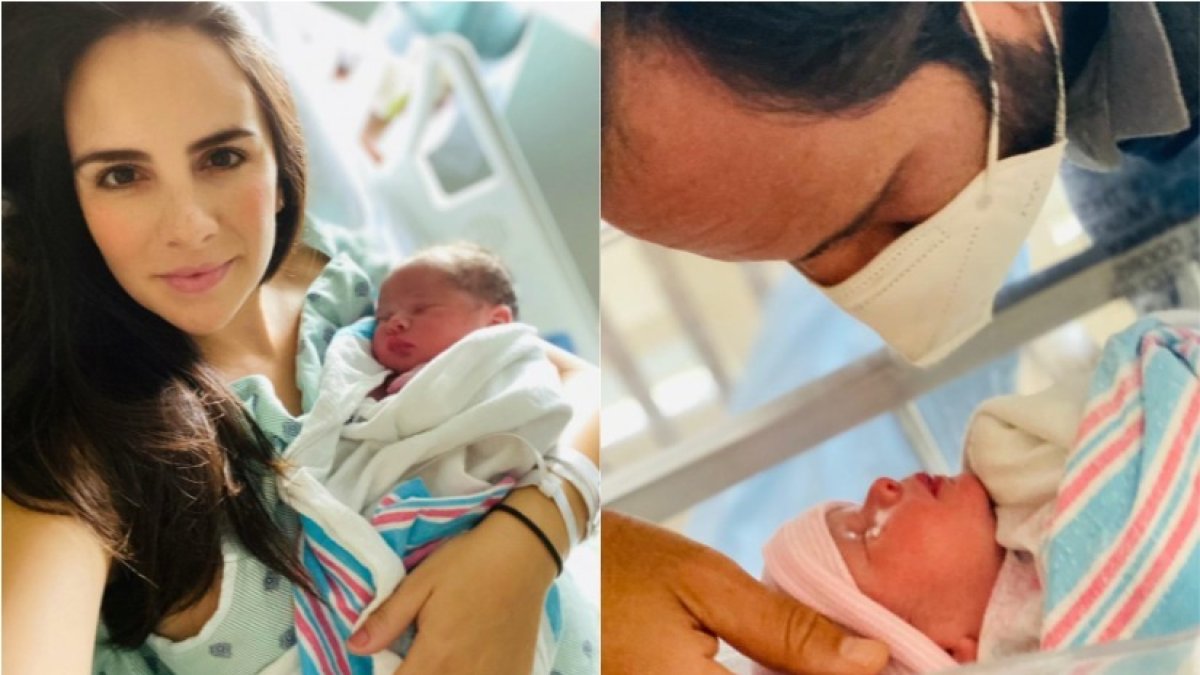 Estéfani con su hija en brazos.