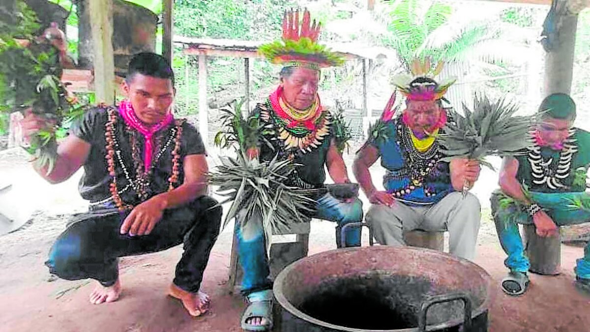 Ceremonia. Antes de preparar la medicina, los curanderos hacen un ritual con las plantas.