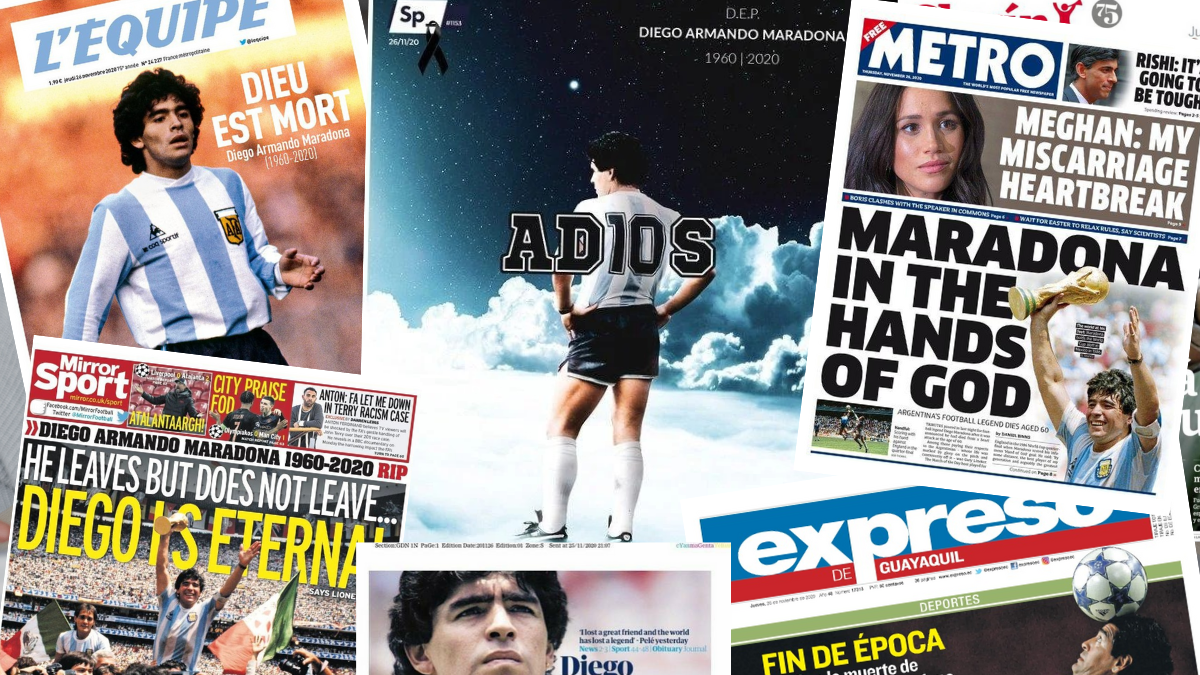 Portadas publicadas sobre Maradona en distintas partes del mundo.