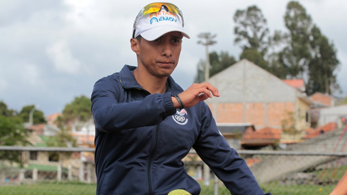 Andrés Chocho, marchista ecuatoriano que se alista para los Juegos Olímpicos de Tokio.