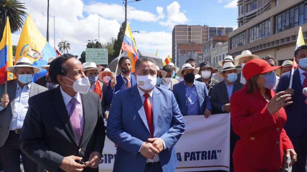 Los alcaldes marcharon en Quito.