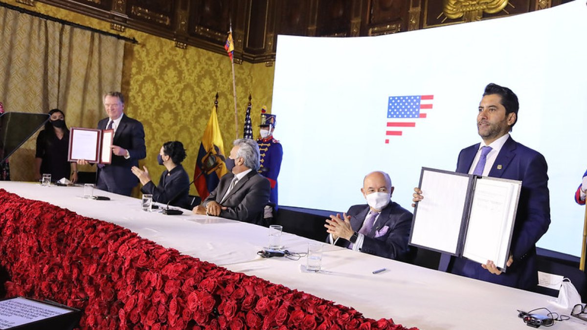 El 8 de diciembre Ecuador y EE:UU. suscribieron un acuerdo comercial de primera fase.