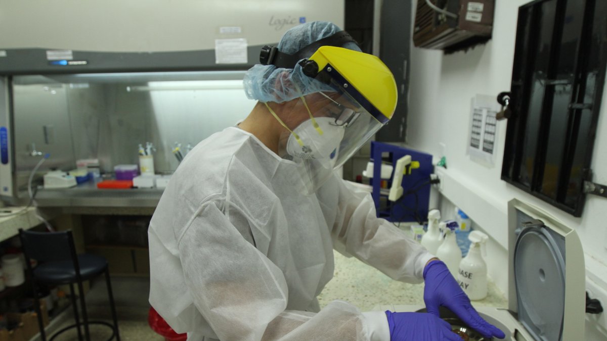 Pruebas de diagnóstico de COVID-19 en el laboratorio de Biomedicina de la Espol, el 21 de mayo pasado.