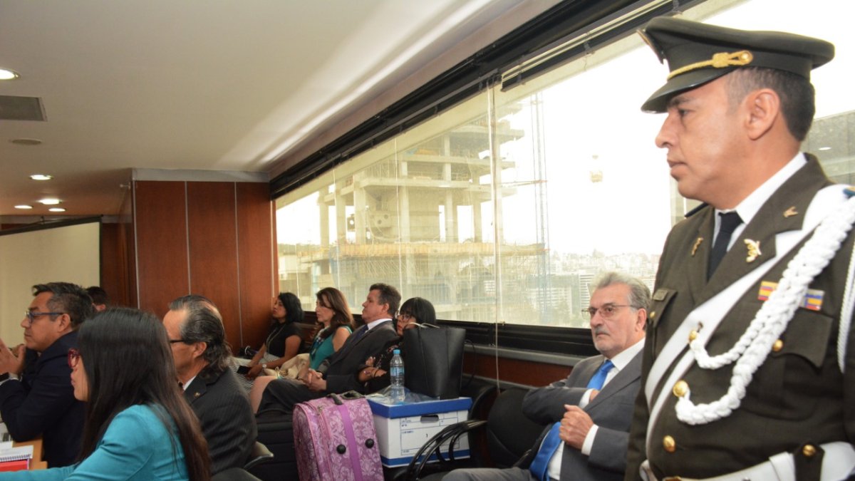 Diligencia. El exministro Wilson Pástor durante la audiencia de juicio cumplida en octubre en la Corte Nacional.