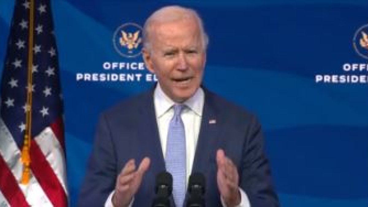 Joe Biden, durante su discurso ante la prensa.