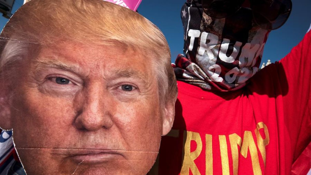 El rostro de Donald Trump, en una manifestación a su favor celebrada en Miami.