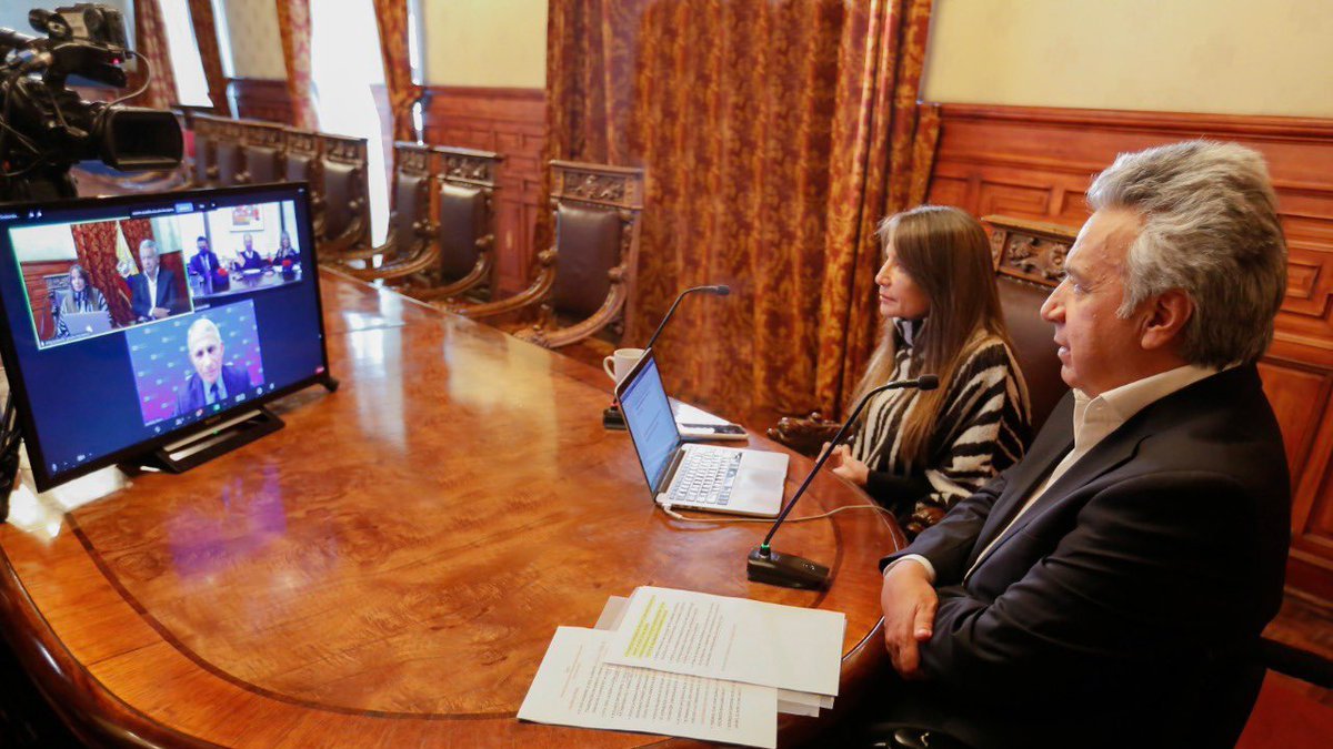 El presidente Moreno en conversaciones con Anthony Fauci, Director del Instituto Nacional de Enfermedades Infecciosas y Alérgicas de EE.UU.