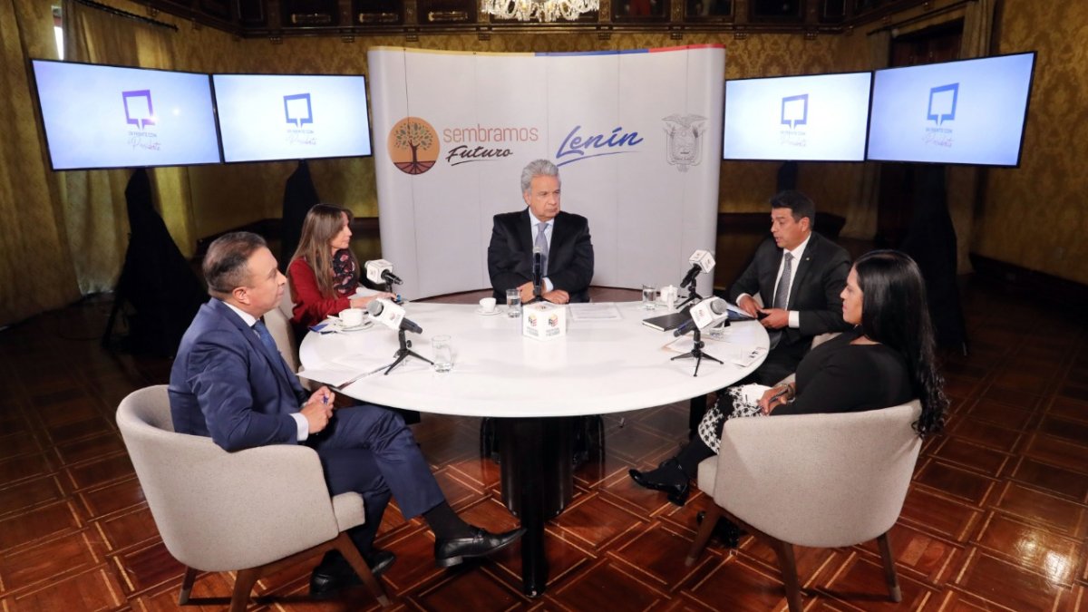 Diálogo. El presidente Lenín Moreno y el ministro de Gobierno Patricio Pazmiño hablaron ayer de seguridad.