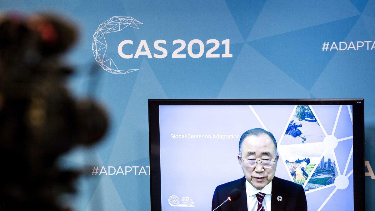 Ban Ki-moon durante un acto previo a la Cumbre de Adaptación al Clima.