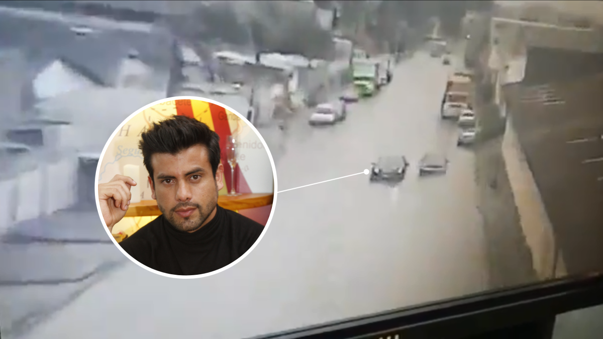 El video capta el momento en que el auto de los autores se acerca al del presentador.