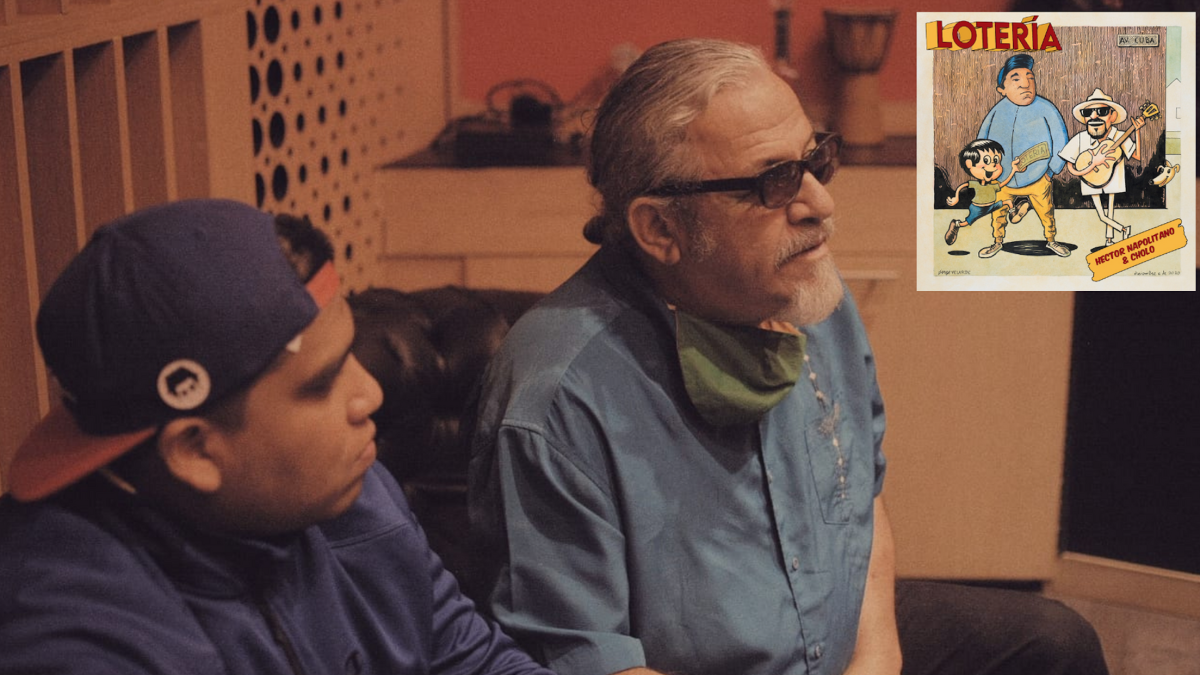 Guillermo Ríos (Cholo) y Héctor Napolitano en el estudio de grabación.