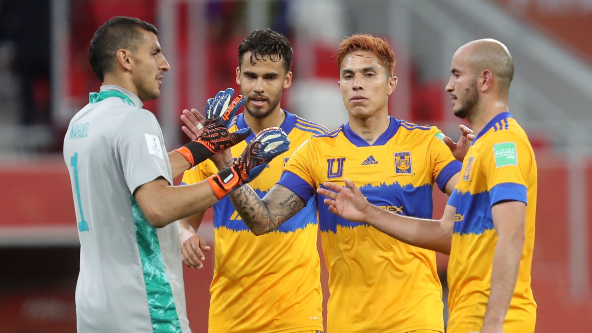Los jugadores de Tigres celebran el pase a las semifinales del Mundial de Clubes.