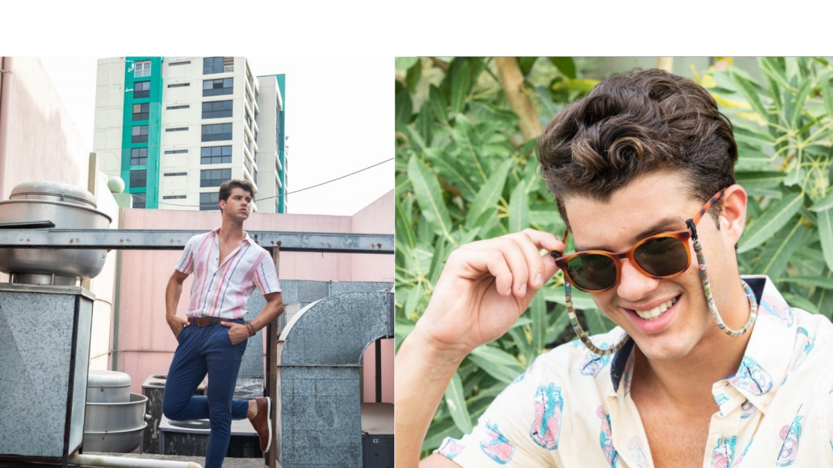 Las camisas de rayas verticales se imponen en los looks casuales. Los colgantes son ideales para usar con gafas o mascarillas.