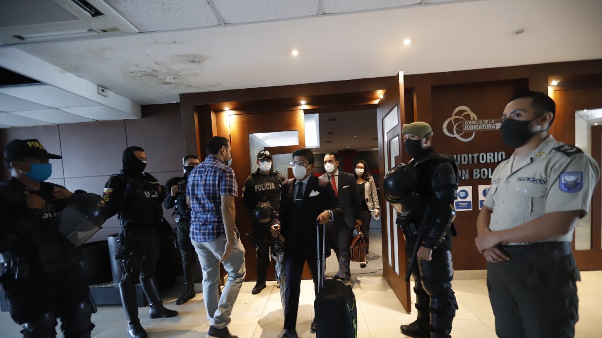 La audiencia se desarrolló en el auditorio de la Corte Provincial de Justicia del Guayas en medio de un amplio despliegue policial.