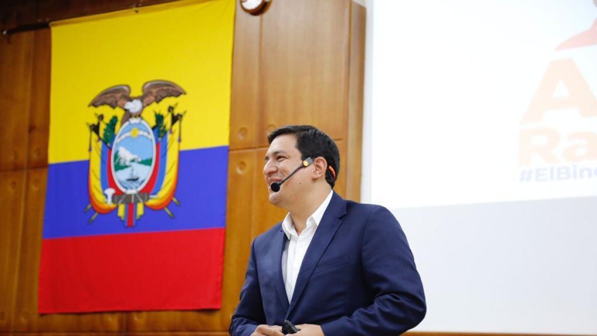 El candidato correísta cumple una agenda en Estados Unidos desde días pasados.