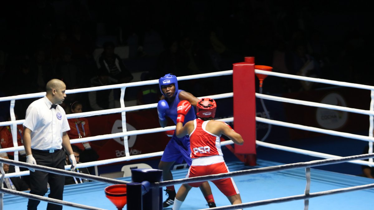 Pasado. Érika (azul) en Lima 2019, donde avanzó hasta cuartos de final.