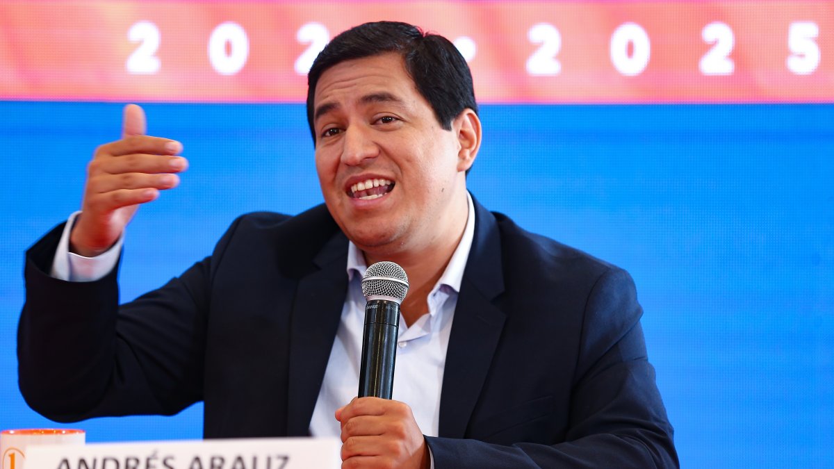 En la imagen, el candidato correísta a la Presidencia ecuatoriana, Andrés Arauz.