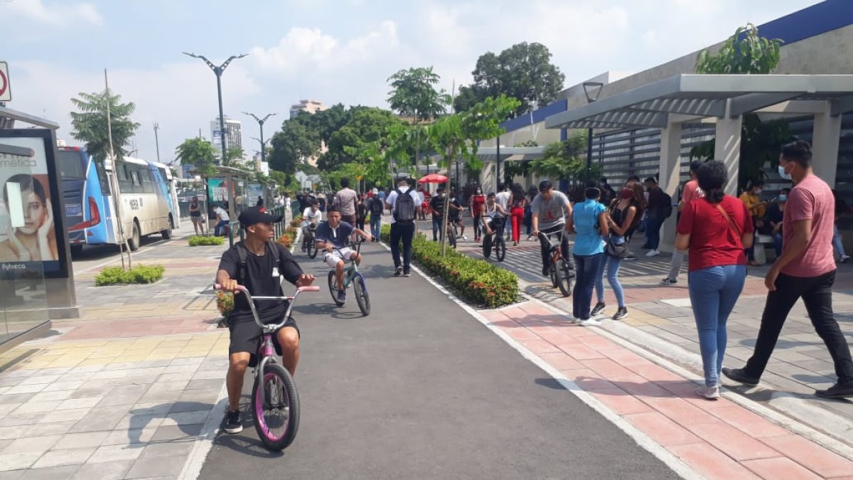 Ciclovía. En la avenida Delta hay una ciclovía de modelo ideal. Queda protegida entre paraderos y peatonal.
