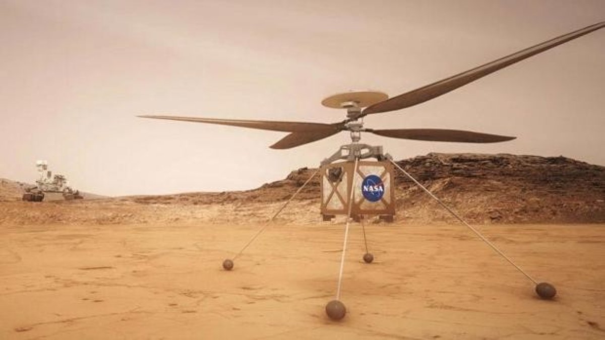 Ilustración. Las baterías que portan el helicóptero le permitirán mantenerse con energía durante unas 25 horas hasta que sus paneles solares puedan cargarse con la luz diurna.