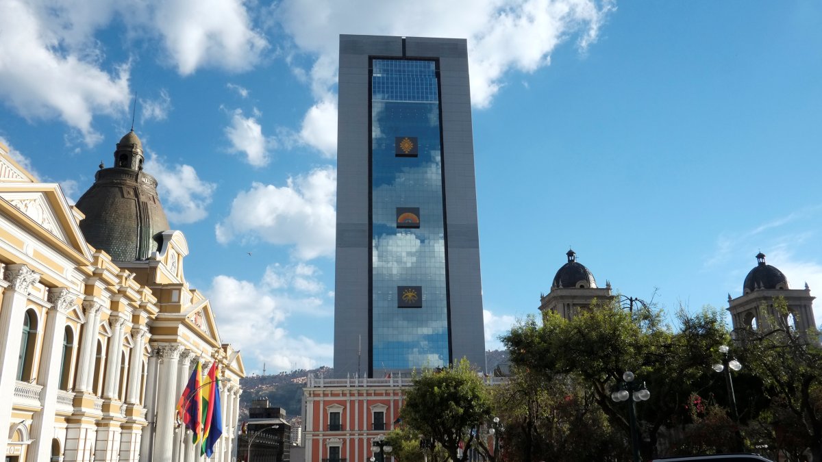 Una vista panorámica del palacio presidencial de Bolivia.