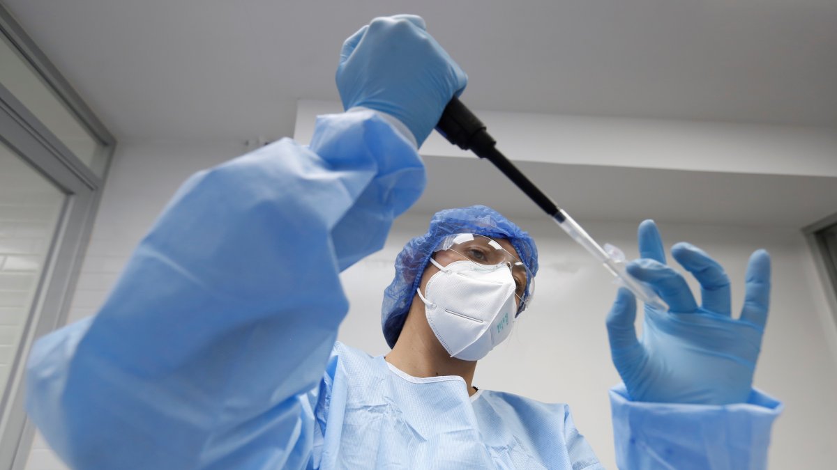 Investigadores trabajan con muestras de la Covid-19.