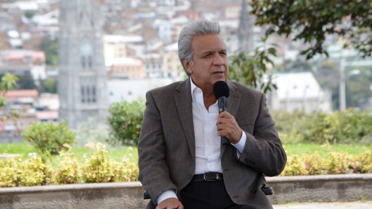 El presidente Lenín Moreno durante un evento previo al inicio de vacunación de los militares.