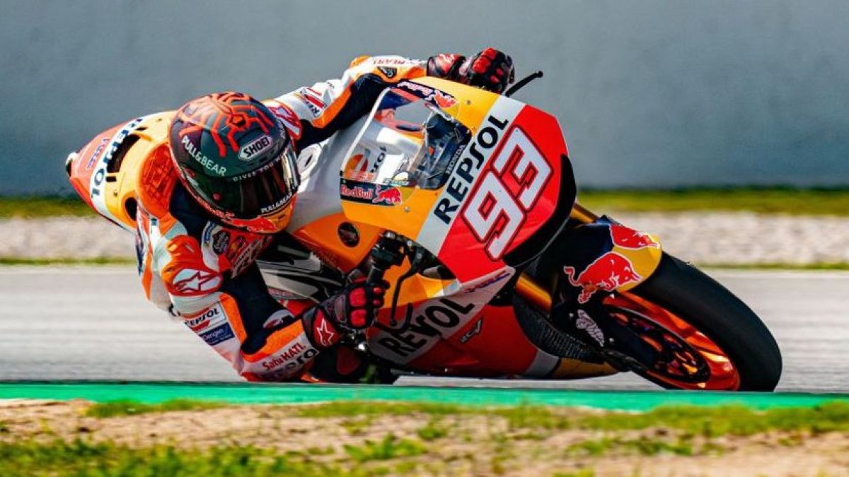 Marc Márquez, en un entreno privado en el circuito de Montmeló.