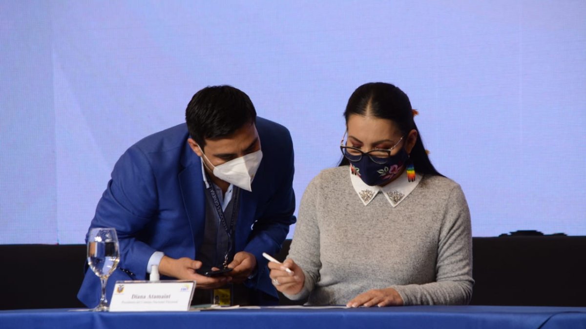 Diana Atamaint, principal del CNE dio las declaraciones desde Quito.