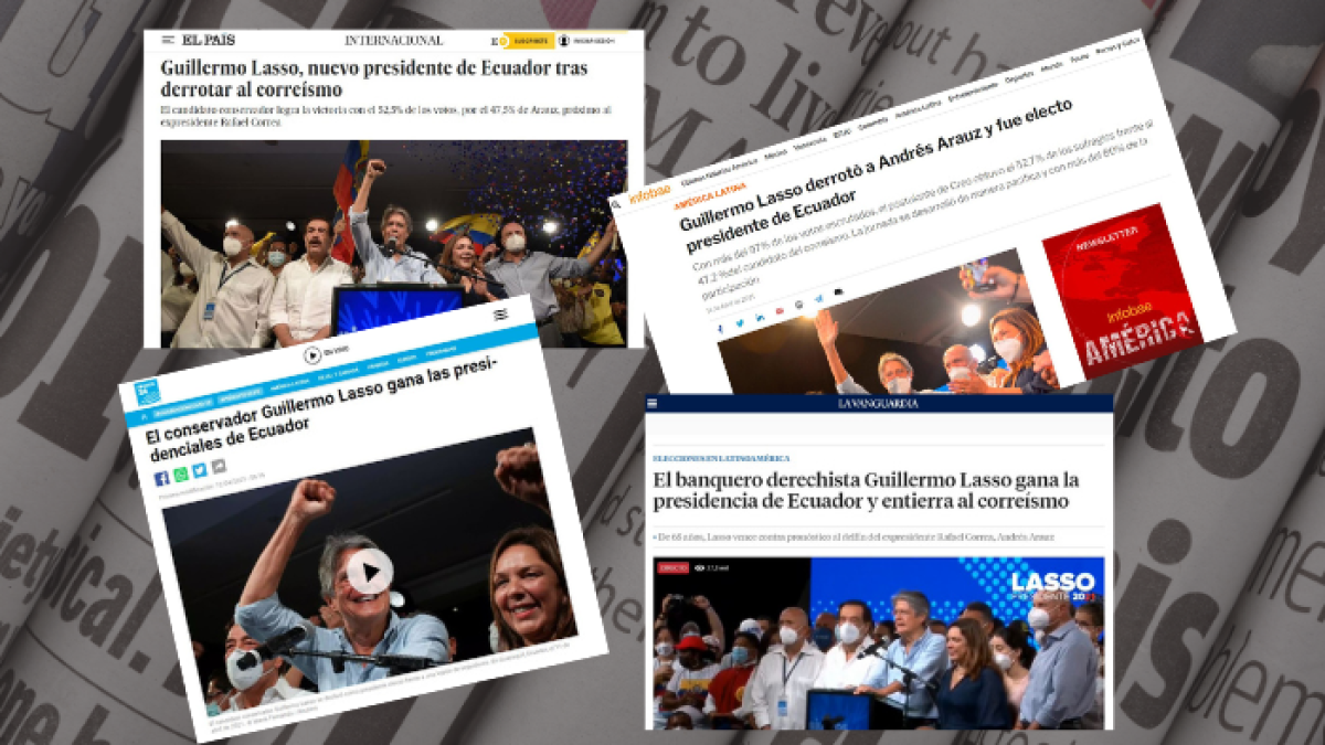 Algunas de las portadas de medios del mundo que recogen la victoria de Guillermo Lasso.