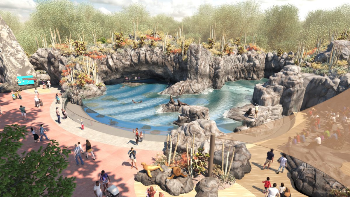 Fotografía de la exhibición sobre Galápagos que promociona el zoológico de Houston.