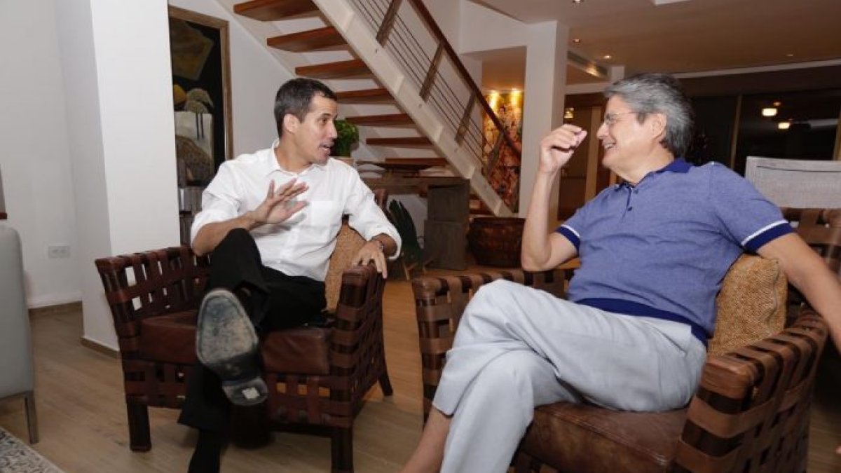 Guaidó y Lasso reunidos hace pocos meses, cuando este último era candidato a la presidencia de Ecuador.