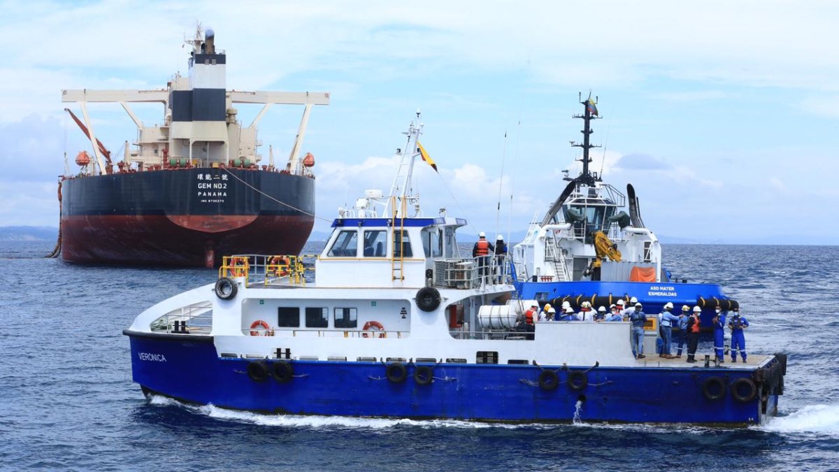 Capacidad. El buque de alto calado V.L.C.C. estrenó aguas ecuatorianas..