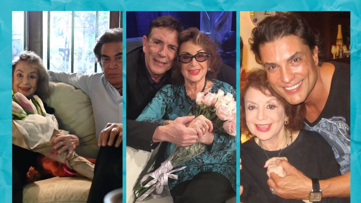 Delia Fiallo junto a El Puma, Carlos Mata y Osvaldo Ríos.