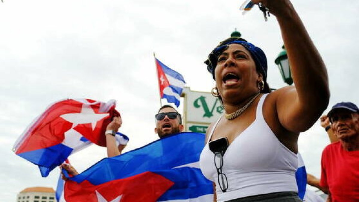 Protestas de exiliados cubanos en Madrid.