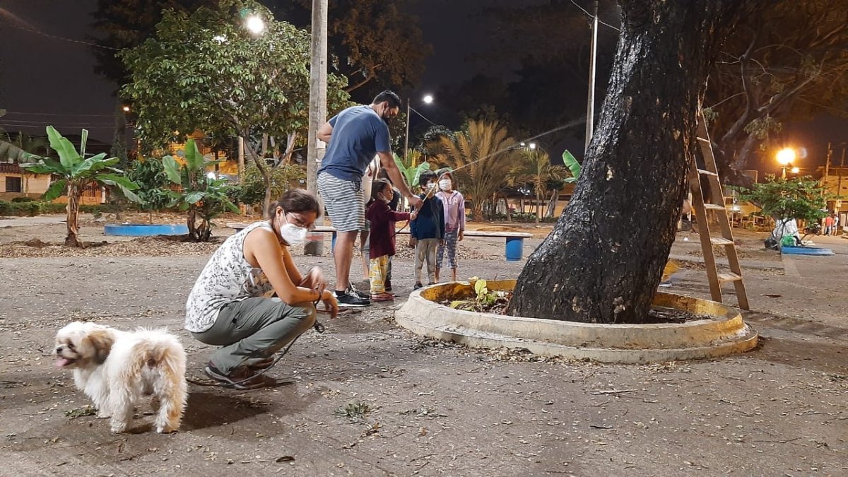 Acción. Jonathan Pimentel, en el parque del 8 de la Alborada, etapa tres.