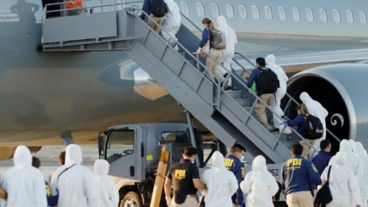 Una de los vuelos que en las últimas semanas salieron de Chile con ciudadanos venezolanos.