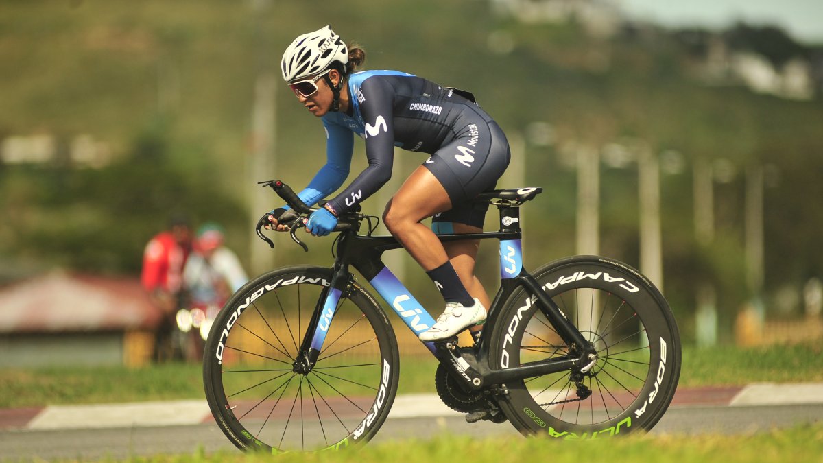 La ciclista riobambeña fue tercera en la prueba contrarreloj.