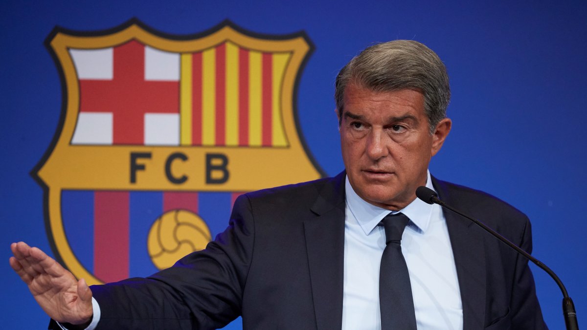 El presidente del FC Barcelona, Joan Laporta, dio una rueda de prensa para explicar la economía del club.
