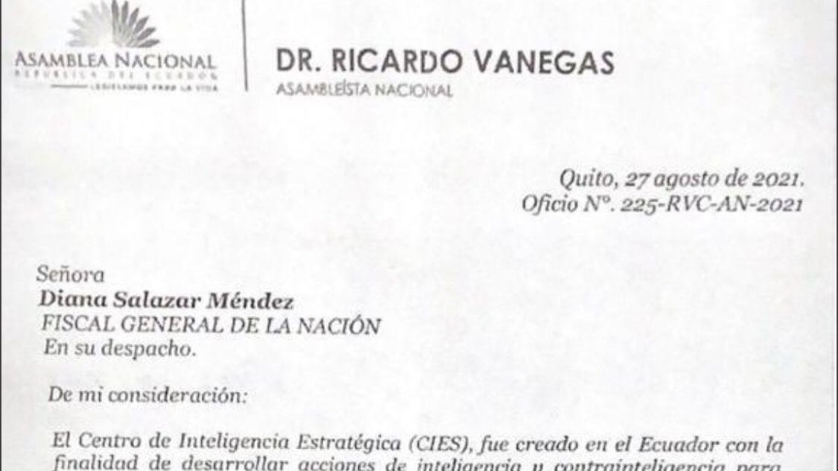 Este es el oficio firmado por Vanegas y cuya veracidad fue confirmada por la oficia del asambleísta a este Diario.