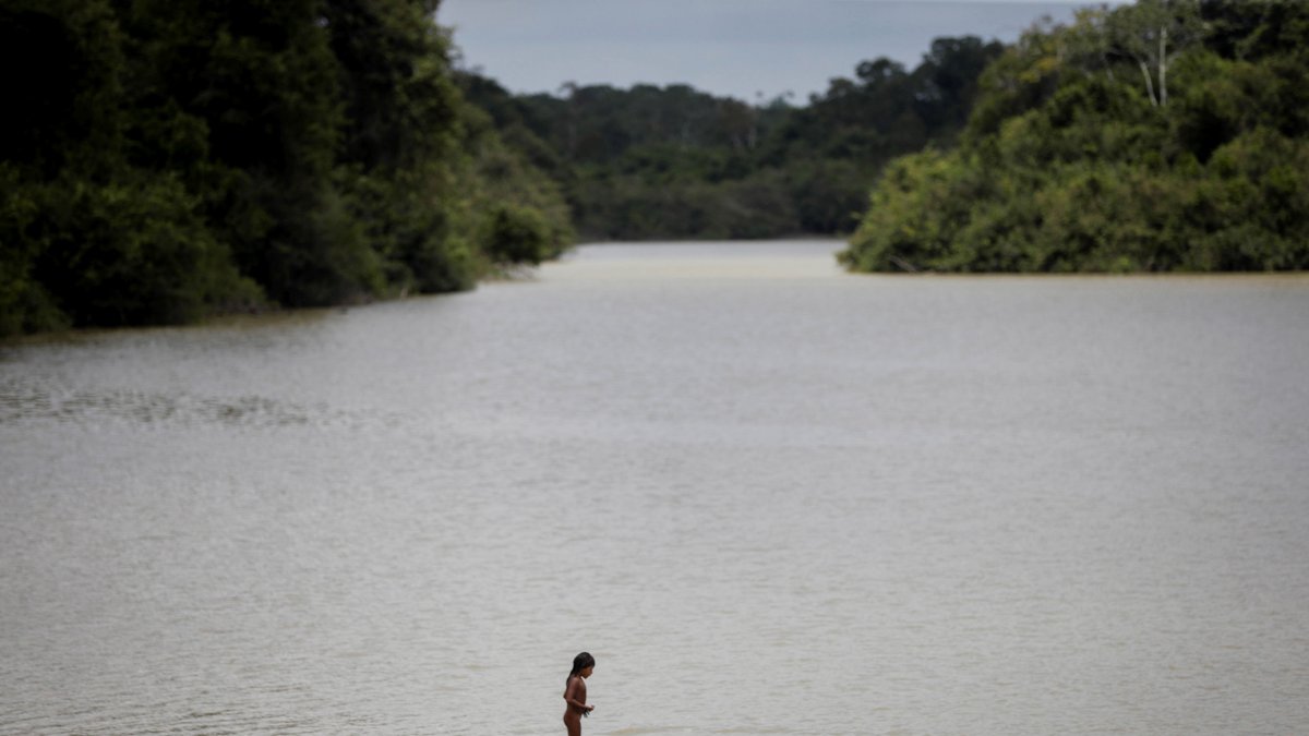 Niños indígenas de la etnia Xikrin en el río Bacaja.